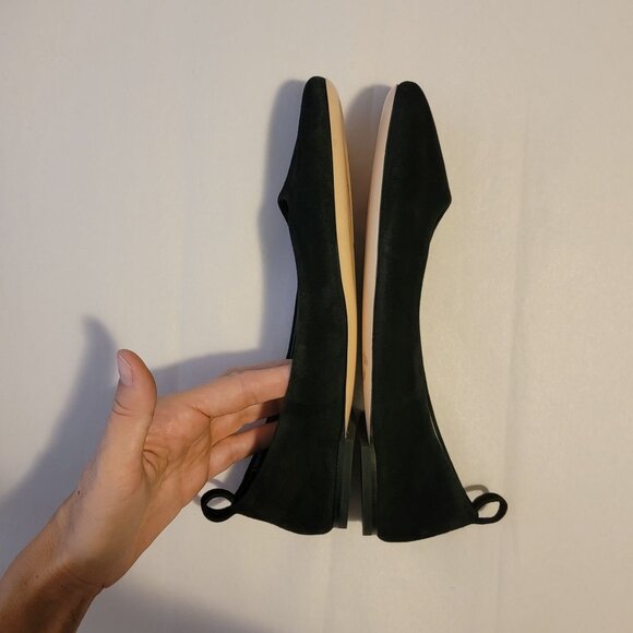 NEW AGL Ballet Flats Black Womens 7.5 Suede Minimalist Luxury Designer Basic - Picture 5 of 9